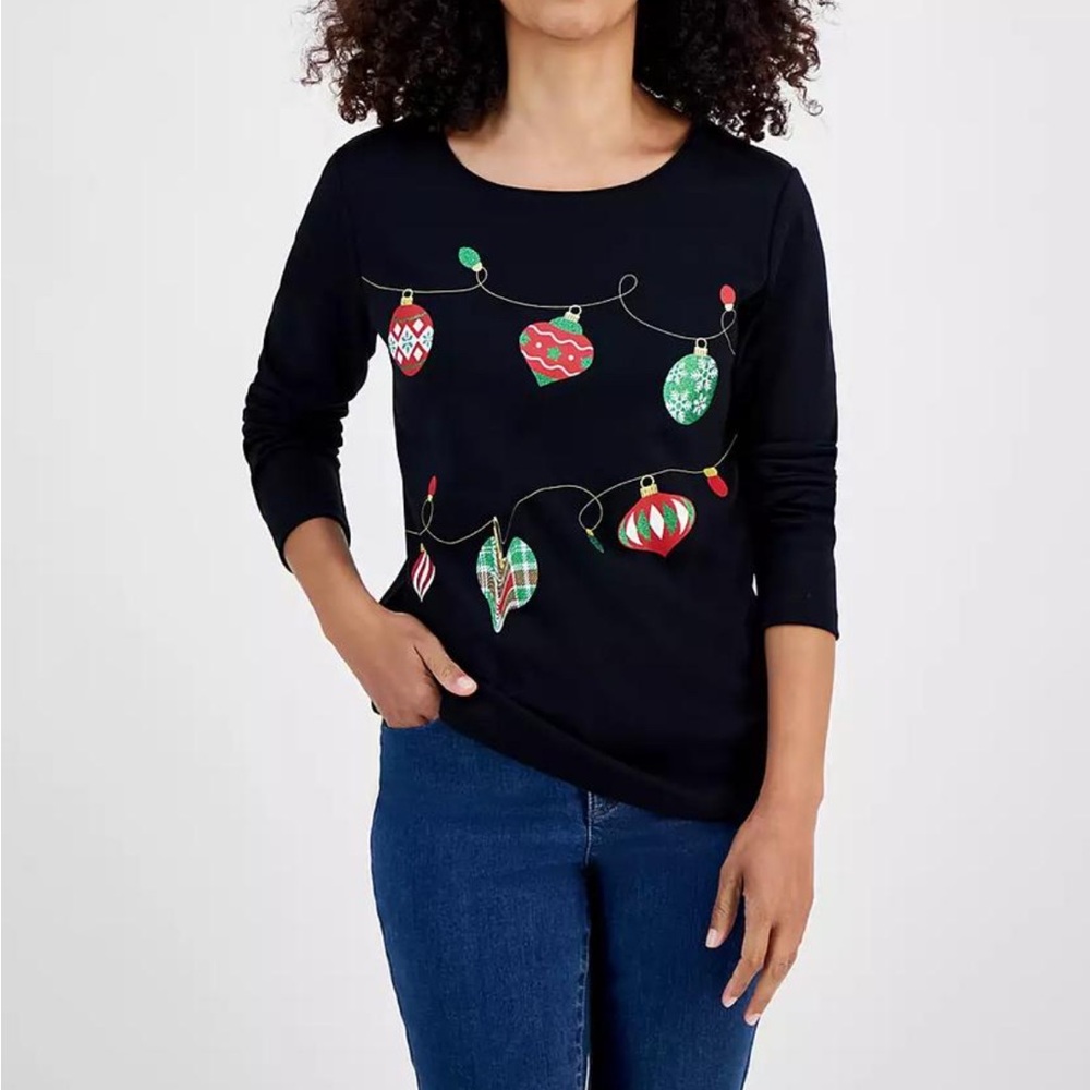 Holiday Lane plus Women's ornaments Long-Sleeve Top